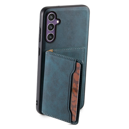 For Samsung Galaxy S24 5G Denior D13 Retro Texture Leather MagSafe Card Bag Phone Case(Blue) - Galaxy S24 5G Cases by Denior | Online Shopping UK | buy2fix