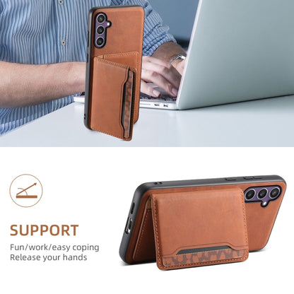 For Samsung Galaxy S24 5G Denior D13 Retro Texture Leather MagSafe Card Bag Phone Case(Brown) - Galaxy S24 5G Cases by Denior | Online Shopping UK | buy2fix