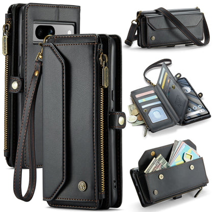 For Google Pixel 7a CaseMe C36 Card Slots Zipper Wallet RFID Anti-theft Leather Phone Case(Black) - Google Cases by CaseMe | Online Shopping UK | buy2fix