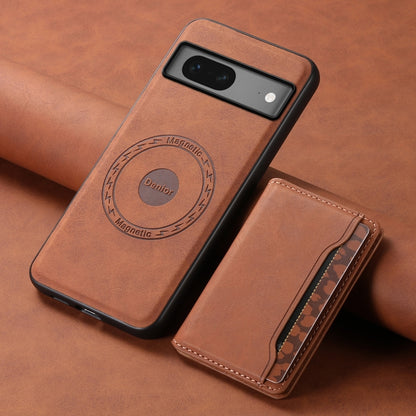 For Google Pixel 7 5G Denior D13 Retro Texture Leather MagSafe Card Bag Phone Case(Brown) - Google Cases by Denior | Online Shopping UK | buy2fix