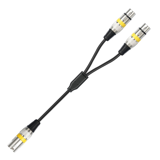 2055YMFF-05 XLR 3pin Male to Dual Female Audio Cable, Length: 50cm(Black+Yellow) - Microphone Audio Cable & Connector by buy2fix | Online Shopping UK | buy2fix