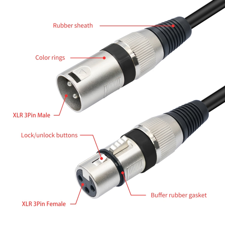 2055YMFF-05 XLR 3pin Male to Dual Female Audio Cable, Length: 50cm(Black+Yellow) - Microphone Audio Cable & Connector by buy2fix | Online Shopping UK | buy2fix