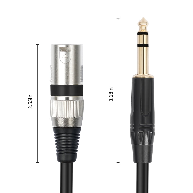 TC145BK55 6.35mm 1/4 TRS Male to XLR 3pin Male Microphone Cable, Length:3m(Black) - Microphone Audio Cable & Connector by buy2fix | Online Shopping UK | buy2fix