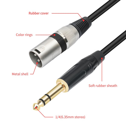 TC145BK55 6.35mm 1/4 TRS Male to XLR 3pin Male Microphone Cable, Length:3m(Black) - Microphone Audio Cable & Connector by buy2fix | Online Shopping UK | buy2fix