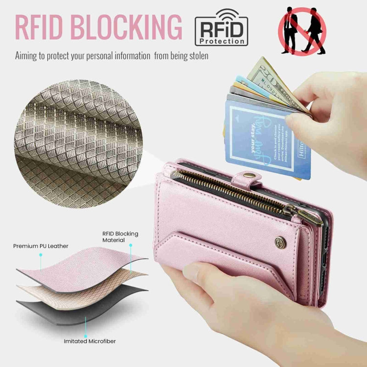 For iPhone 11 CaseMe C36 Card Slots Zipper Wallet RFID Anti-theft Leather Phone Case(Pink) - iPhone 11 Cases by CaseMe | Online Shopping UK | buy2fix