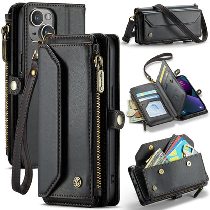 For iPhone 13 mini CaseMe C36 Card Slots Zipper Wallet RFID Anti-theft Leather Phone Case(Black) - iPhone 13 mini Cases by CaseMe | Online Shopping UK | buy2fix