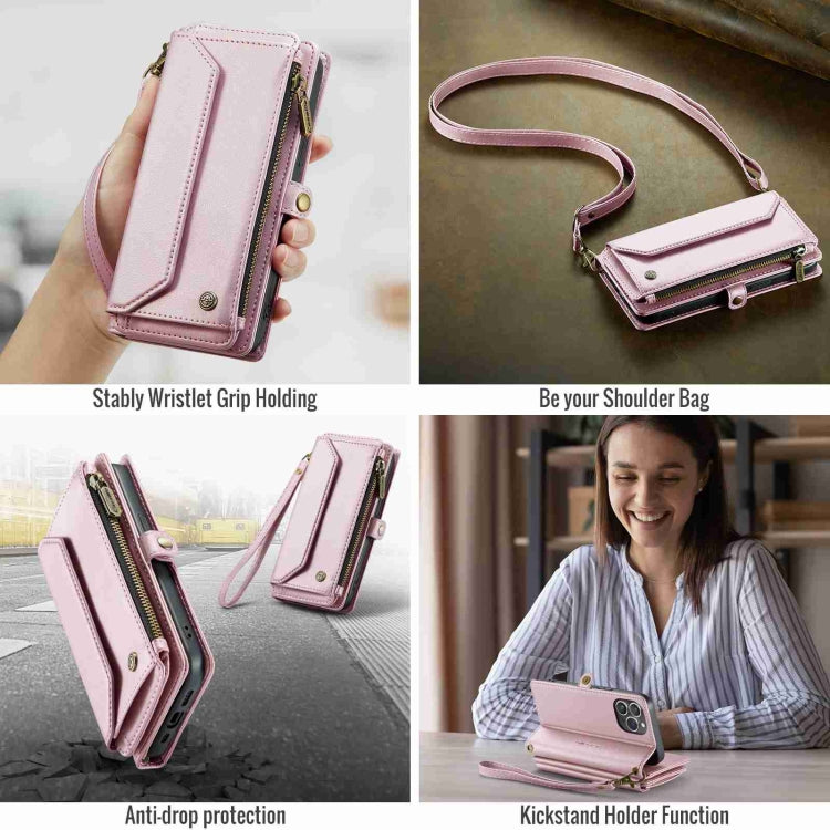 For iPhone 14 Pro Max CaseMe C36 Card Slots Zipper Wallet RFID Anti-theft Leather Phone Case(Pink) - iPhone 14 Pro Max Cases by CaseMe | Online Shopping UK | buy2fix