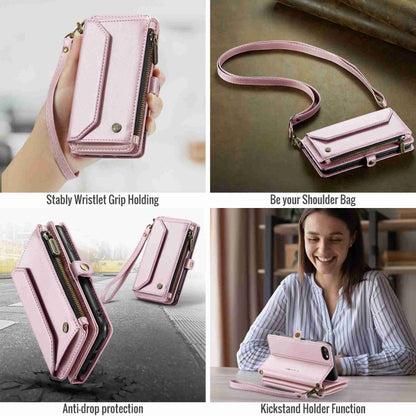 For iPhone SE 2022 / SE 2020 CaseMe C36 Card Slots Zipper Wallet RFID Anti-theft Leather Phone Case(Pink) - iPhone SE 2022 / 2020 / 8 / 7 Cases by CaseMe | Online Shopping UK | buy2fix