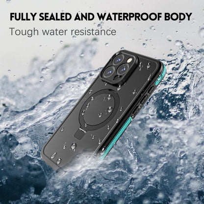 For iPhone 15 Pro Max RedPepper IP68 Waterproof MagSafe Magnetic Holder Phone Case(Blue) - iPhone 15 Pro Max Cases by RedPepper | Online Shopping UK | buy2fix