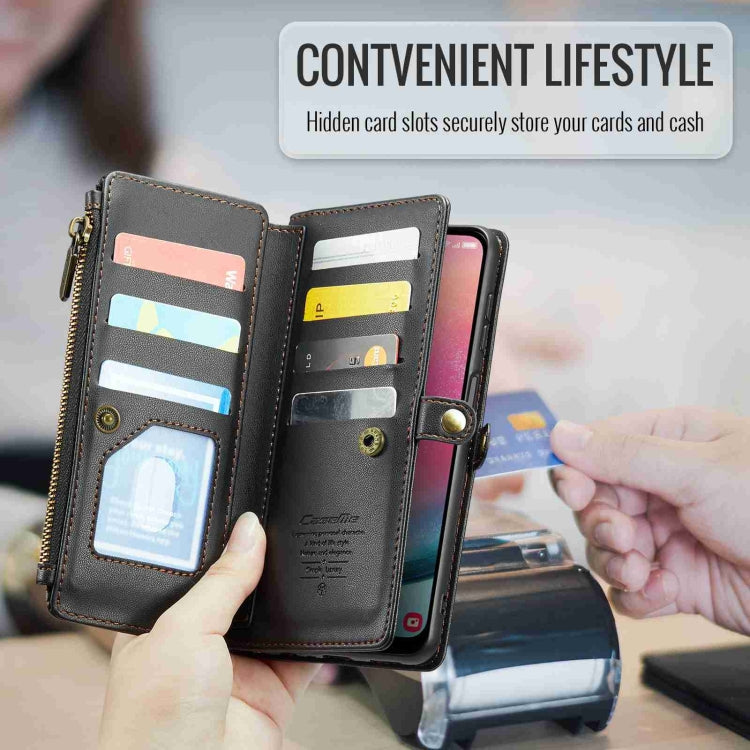 For Samsung Galaxy A24 CaseMe C36 Card Slots Zipper Wallet RFID Anti-theft Leather Phone Case(Black) - Galaxy Phone Cases by CaseMe | Online Shopping UK | buy2fix