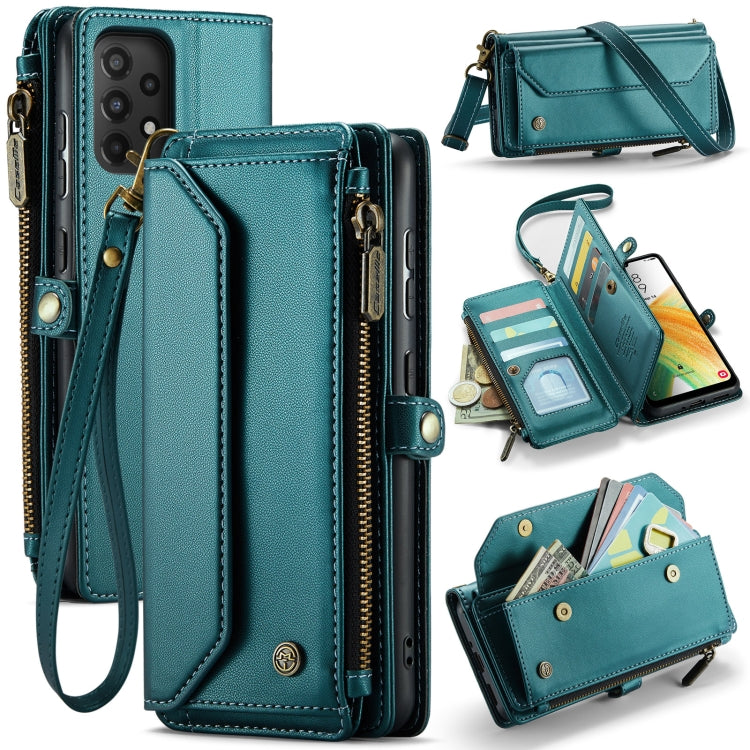 For Samsung Galaxy A33 5G CaseMe C36 Card Slots Zipper Wallet RFID Anti-theft Leather Phone Case(Blue-green) - Galaxy Phone Cases by CaseMe | Online Shopping UK | buy2fix