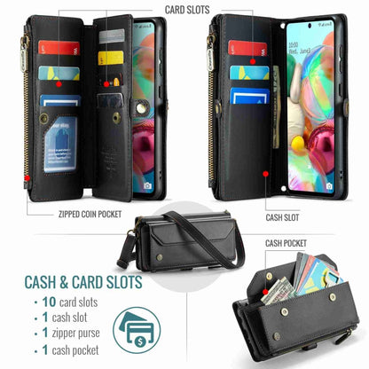 For Samsung Galaxy A71 4G CaseMe C36 Card Slots Zipper Wallet RFID Anti-theft Leather Phone Case(Black) - Galaxy Phone Cases by CaseMe | Online Shopping UK | buy2fix