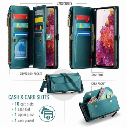 For Samsung Galaxy S20 FE CaseMe C36 Card Slots Zipper Wallet RFID Anti-theft Leather Phone Case(Blue-green) - Galaxy S20 FE Cases by CaseMe | Online Shopping UK | buy2fix