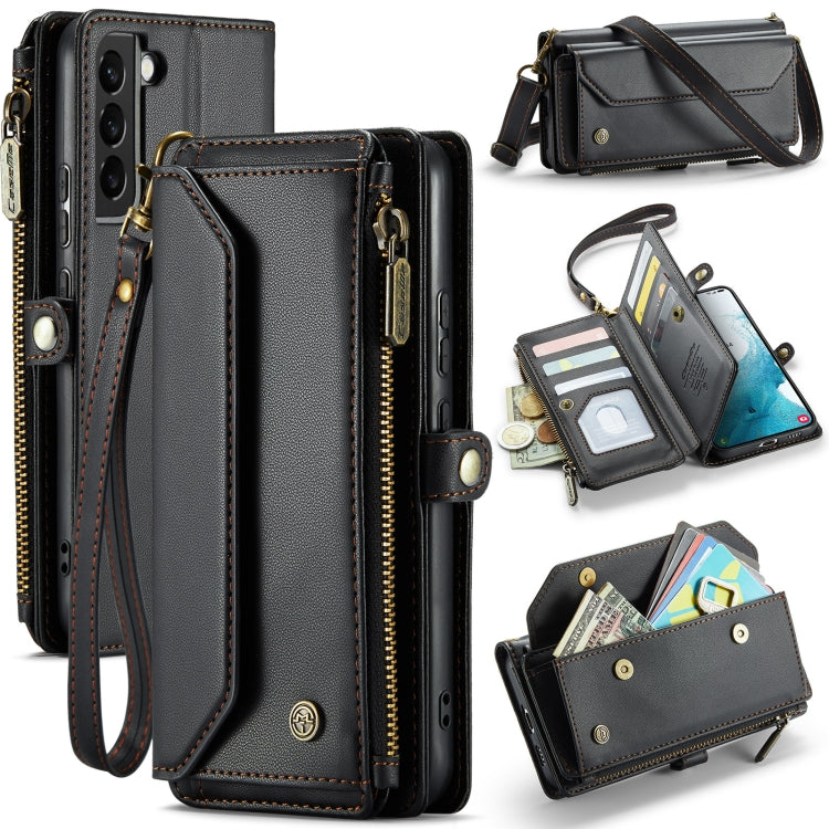 For Samsung Galaxy S22+ 5G CaseMe C36 Card Slots Zipper Wallet RFID Anti-theft Leather Phone Case(Black) - Galaxy S22+ 5G Cases by CaseMe | Online Shopping UK | buy2fix