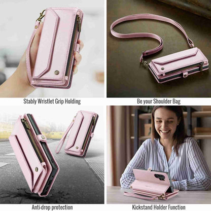 For Samsung Galaxy Note10+ CaseMe C36 Card Slots Zipper Wallet RFID Anti-theft Leather Phone Case(Pink) - Galaxy Phone Cases by CaseMe | Online Shopping UK | buy2fix