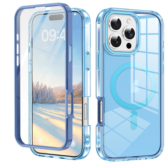 For iPhone 16 Pro Max Colorful MagSafe Magnetic PC Hybrid TPU Phone Case(Blue) - iPhone 16 Pro Max Cases by buy2fix | Online Shopping UK | buy2fix