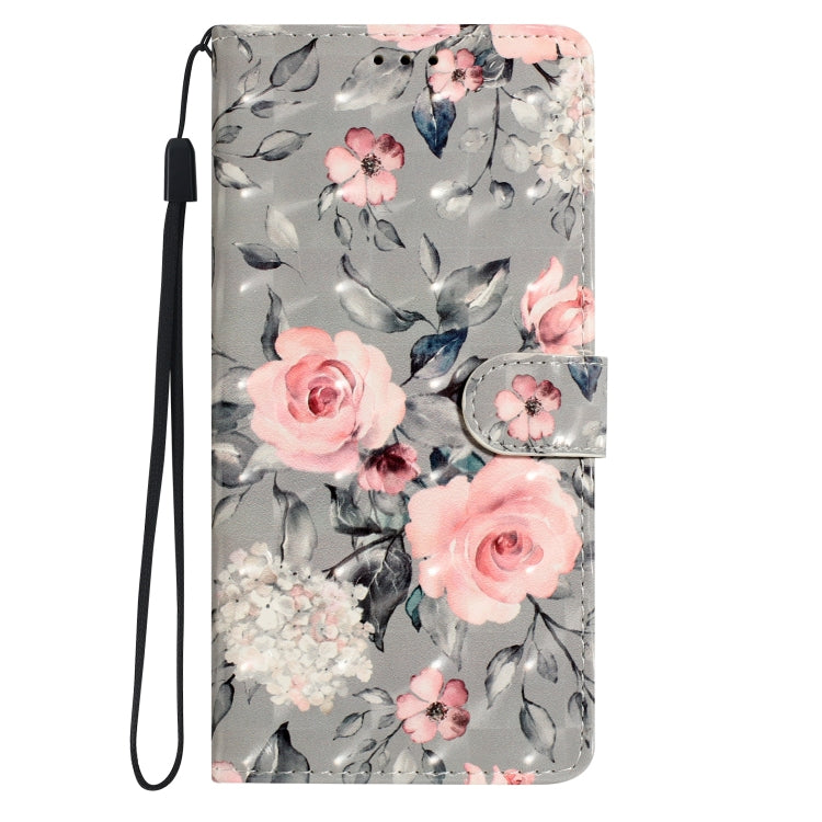 For iPhone 16 Plus 3D Pattern Leather Phone Case(Gray Base Flower) - iPhone 16 Plus Cases by buy2fix | Online Shopping UK | buy2fix