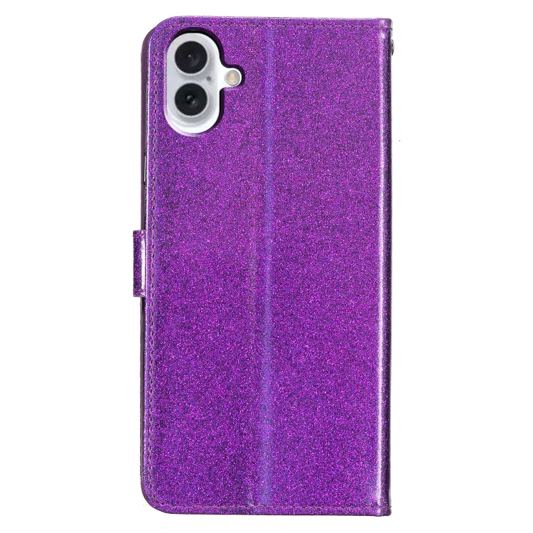 For iPhone 16 Plus Glitter Powder Flip Leather Phone Case(Purple) - iPhone 16 Plus Cases by buy2fix | Online Shopping UK | buy2fix