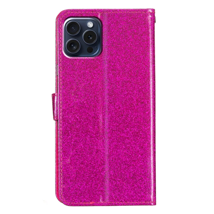 For iPhone 16 Pro Glitter Powder Flip Leather Phone Case(Rose Red) - iPhone 16 Pro Cases by buy2fix | Online Shopping UK | buy2fix