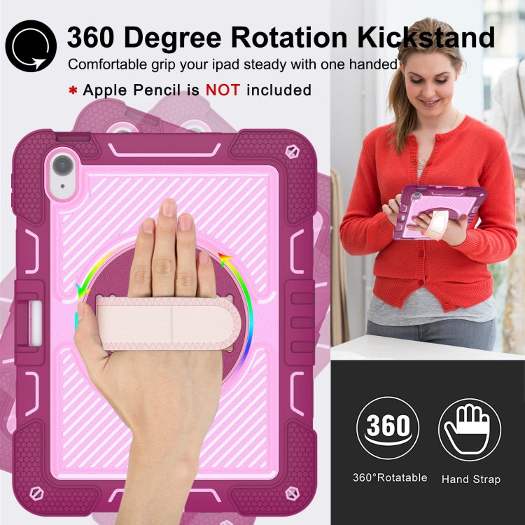 For iPad Air 11 2024 / Air 2022 10.9 360 Degree Rotation PC Contrast Silicone Tablet Case(Rose Red + Pink) - iPad Air 11 2024 Cases by buy2fix | Online Shopping UK | buy2fix