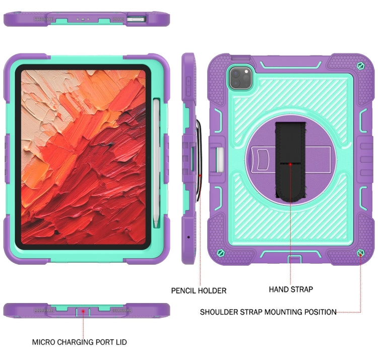 For iPad Pro 11 2024 360 Degree Rotation PC Contrast Silicone Tablet Case(Purple + Mint Green) - iPad Pro 11 2024 Cases by buy2fix | Online Shopping UK | buy2fix