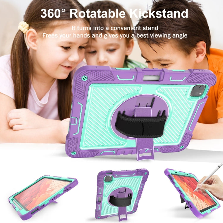 For iPad Pro 11 2024 360 Degree Rotation PC Contrast Silicone Tablet Case(Purple + Mint Green) - iPad Pro 11 2024 Cases by buy2fix | Online Shopping UK | buy2fix