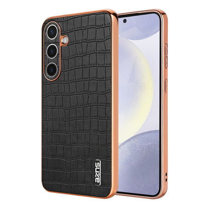 For Samsung Galaxy S24+ 5G AZNS Electroplated Frame Crocodile Texture Full Coverage Phone Case(Black) - Galaxy S22+ 5G Cases by AZNS | Online Shopping UK | buy2fix