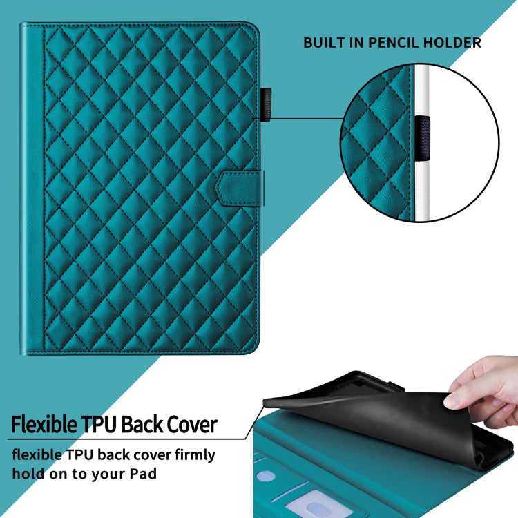 For iPad Pro 13 2024 Rhombus Lattice Leather Smart Tablet Case(Dark Green) - iPad Pro 13 2024 Cases by buy2fix | Online Shopping UK | buy2fix