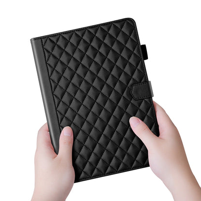 For iPad Pro 11 2024 Rhombus Lattice Leather Smart Tablet Case(Black) - iPad Pro 11 2024 Cases by buy2fix | Online Shopping UK | buy2fix