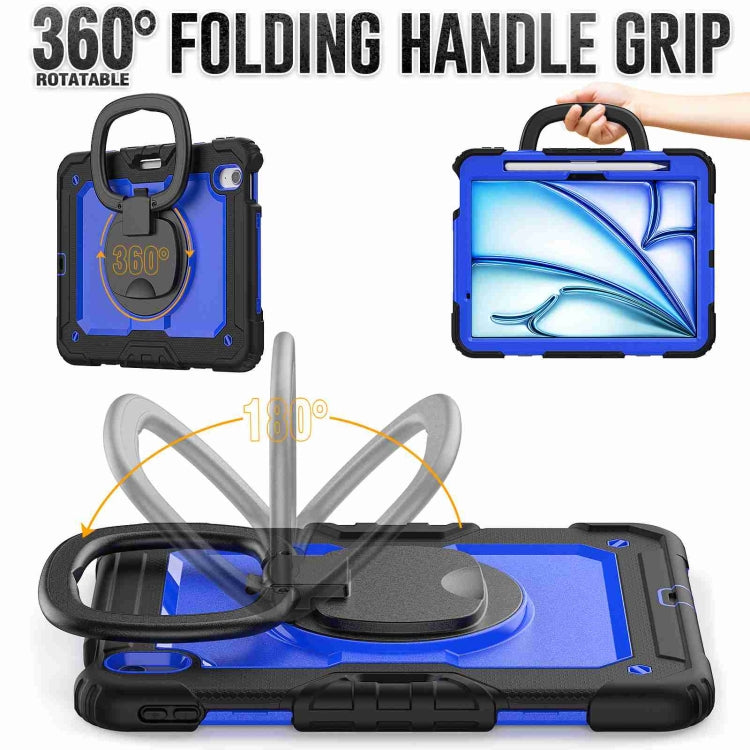 For iPad Air 11 2024 Handle Silicone Hydric PC Tablet Case with Shoulder Strap(Dark Blue PC) - iPad Air 11 2024 Cases by buy2fix | Online Shopping UK | buy2fix