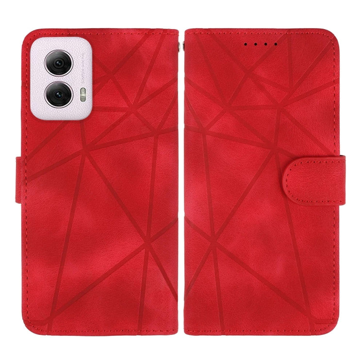 For Motorola Moto G Power 5G 2024 Skin Feel Geometric Lines Leather Phone Case(Red) - Motorola Cases by buy2fix | Online Shopping UK | buy2fix