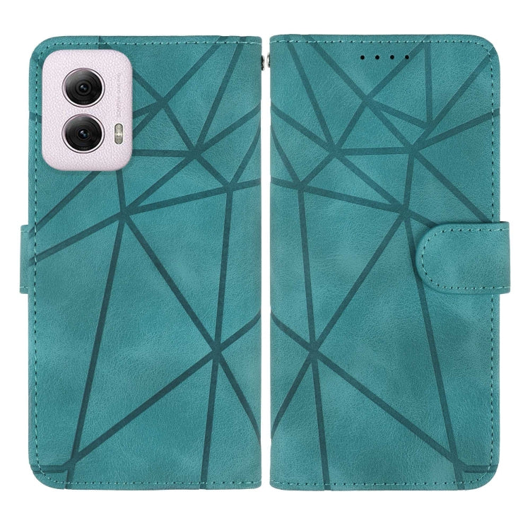 For Motorola Moto G Power 5G 2024 Skin Feel Geometric Lines Leather Phone Case(Green) - Motorola Cases by buy2fix | Online Shopping UK | buy2fix