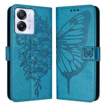 For Blackview Color 8 Embossed Butterfly Leather Phone Case(Blue) - More Brand by buy2fix | Online Shopping UK | buy2fix