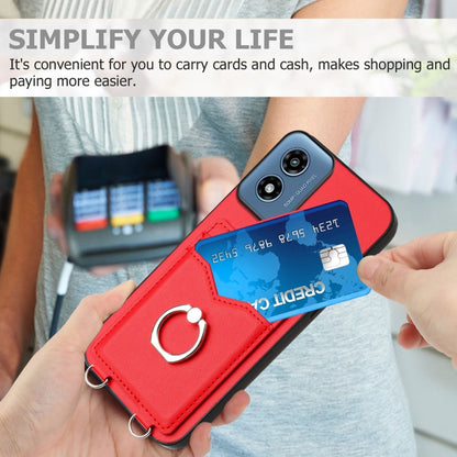 For Motorola Moto G Play 2024 4G R20 Ring Card Holder Phone Case(Red) - Motorola Cases by buy2fix | Online Shopping UK | buy2fix