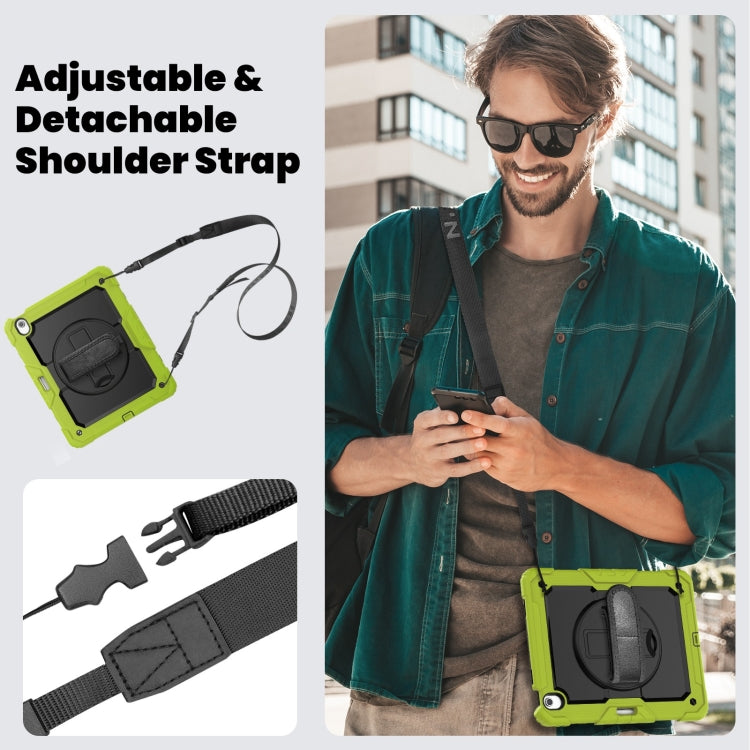 For iPad Air 13 2024 Silicone Hybrid PC Tablet Case with Shoulder Strap(Black + Yellow Green) - iPad Air 13 2024 Cases by buy2fix | Online Shopping UK | buy2fix