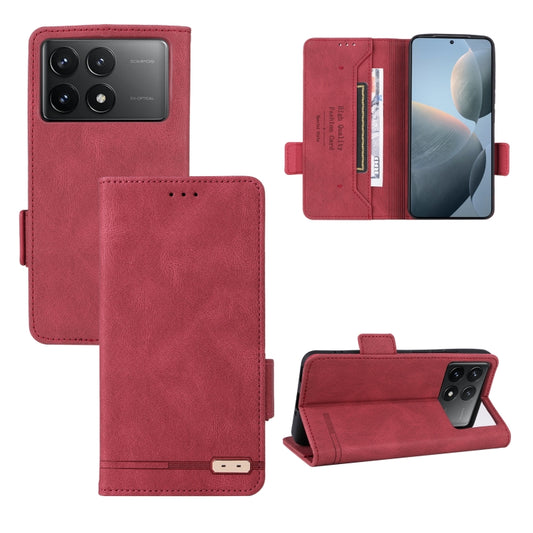 For Redmi K70 / K70 Pro Magnetic Clasp Leather Phone Case(Red) - Xiaomi Cases by buy2fix | Online Shopping UK | buy2fix