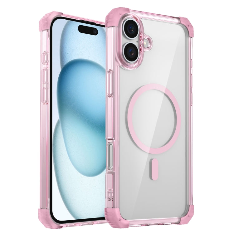 For iPhone 16 Transparent MagSafe Magnetic Phone Case(Pink) - iPhone 16 Cases by buy2fix | Online Shopping UK | buy2fix