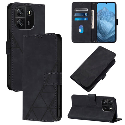 For Blackview Wave 6C Crossbody 3D Embossed Flip Leather Phone Case(Black) - More Brand by buy2fix | Online Shopping UK | buy2fix