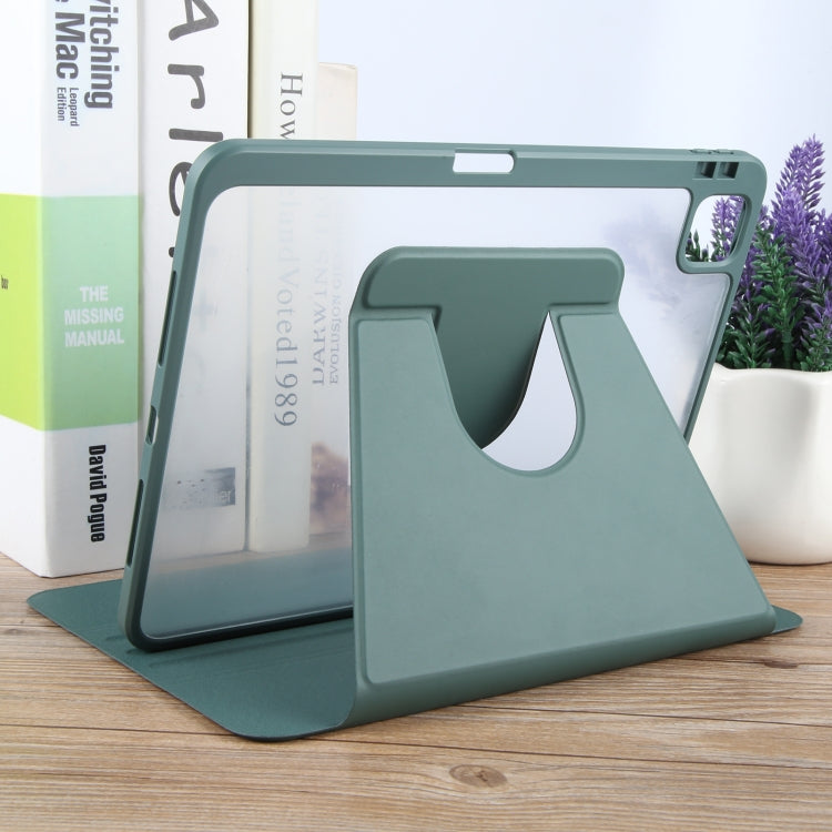 For iPad Air 13 2024 GEBEI Acrylic TPU 3-folding Rotating Smart Tablet Leather Case withh Pen Slot(Dark Green) - iPad Air 13 2024 Cases by GEBEI | Online Shopping UK | buy2fix