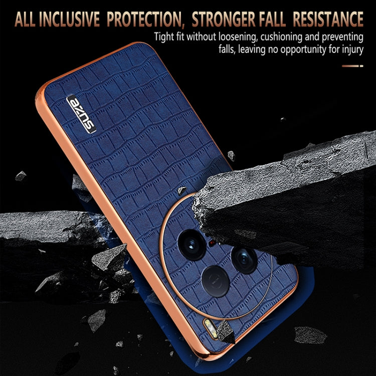 For vivo X100 Ultra AZNS Electroplated Frame Crocodile Texture Full Coverage Phone Case(Brown) - vivo Cases by AZNS | Online Shopping UK | buy2fix