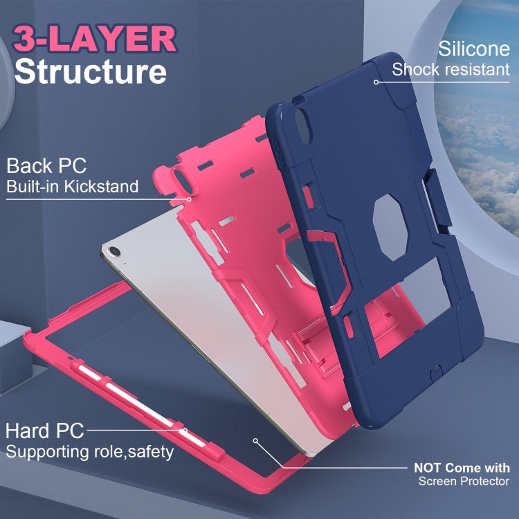 For iPad Air 13 2024 Contrast Color Silicone Acrylic PC Tablet Case with Holder(Navy Blue Rose Red) - iPad Air 13 2024 Cases by buy2fix | Online Shopping UK | buy2fix