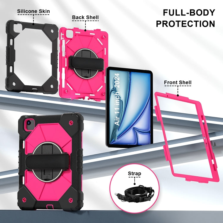 For iPad Air 11 2024 Contrast Color Robot Silicone Hybrid PC Tablet Case(Black Rose Red) - iPad Air 11 2024 Cases by buy2fix | Online Shopping UK | buy2fix