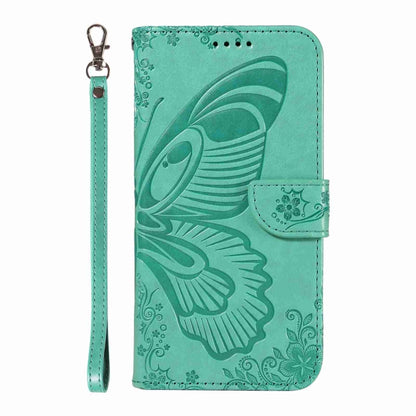 For iPhone 16 Pro Swallowtail Butterfly Embossed Leather Phone Case(Green) - iPhone 16 Pro Cases by buy2fix | Online Shopping UK | buy2fix