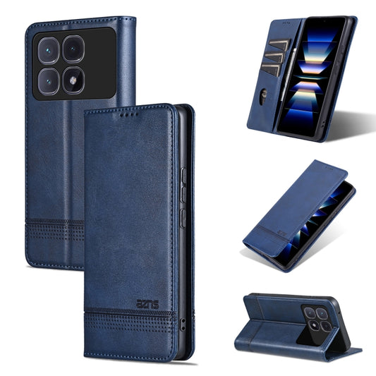 For Redmi K70 Ultra AZNS Magnetic Calf Texture Flip Leather Phone Case(Dark Blue) - Xiaomi Cases by AZNS | Online Shopping UK | buy2fix