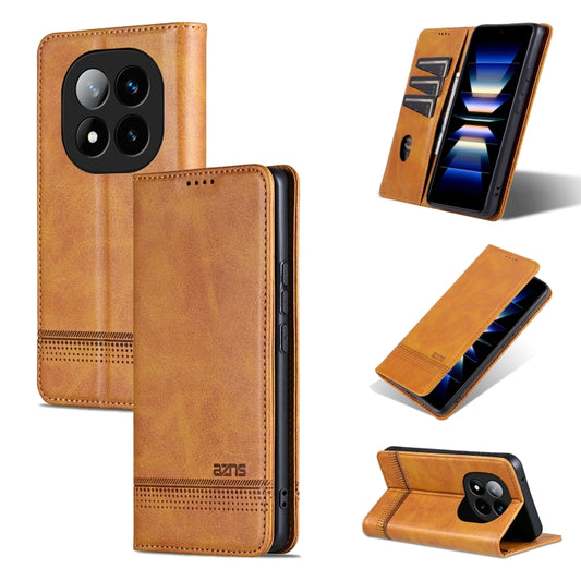 For Redmi Note 14 Pro+ 5G AZNS Magnetic Calf Texture Flip Leather Phone Case(Light Brown) - Note 14 Pro+ Cases by AZNS | Online Shopping UK | buy2fix