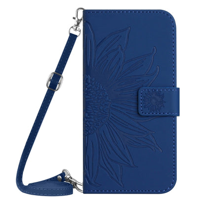 For Samsung Galaxy S25 Ultra 5G Skin Feel Sun Flower Embossed Flip Leather Phone Case with Lanyard(Dark Blue) - Galaxy S25 Ultra 5G Cases by buy2fix | Online Shopping UK | buy2fix