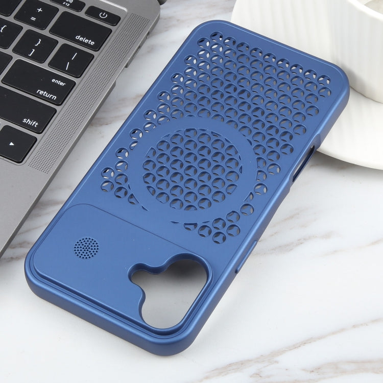 For iPhone 16 Plus Pure Color Honeycomb Aromatherapy MagSafe Phone Case(Blue) - iPhone 16 Plus Cases by buy2fix | Online Shopping UK | buy2fix