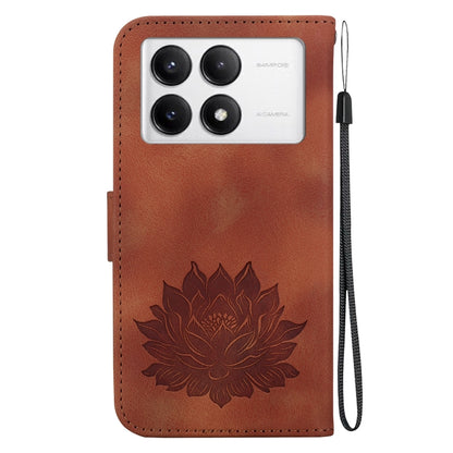 For Redmi K70 / K70 Pro Lotus Embossed Leather Phone Case(Brown) - K70 Cases by buy2fix | Online Shopping UK | buy2fix