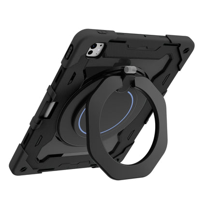 For iPad Pro 13 2024 Armor Portable Rotating Ring Holder Silicone Tablet Case with Pen Slot(Black) - iPad Pro 13 2024 Cases by buy2fix | Online Shopping UK | buy2fix