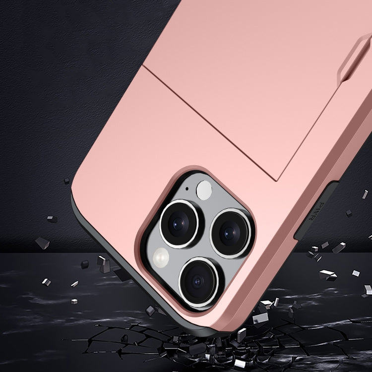 For iPhone 16 Pro Shockproof Armor Phone Case with Card Slot(Rose Gold) - iPhone 16 Pro Cases by buy2fix | Online Shopping UK | buy2fix